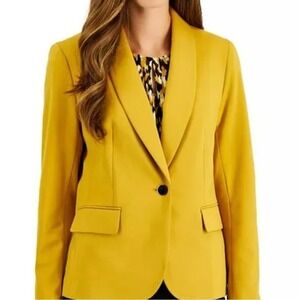 Worthington Womens Mango Juice Yellow Single Button Blazer Jacket Size 14 NWT
